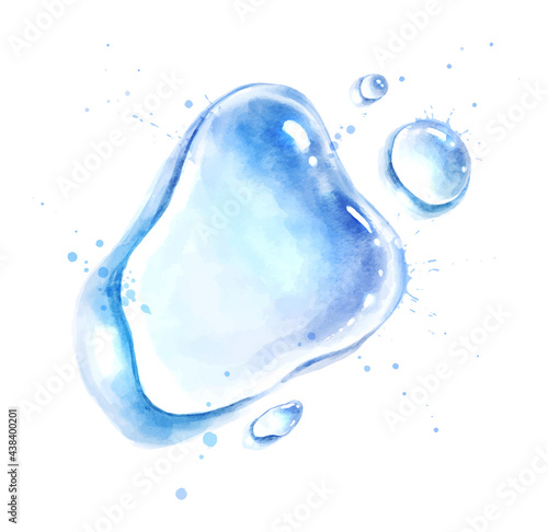 Watercolor illustration of pure water drops
