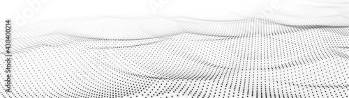 Abstract digital background of dots and lines. Futurustic computer code. Network or connection. Computer matrix. 3D rendering.