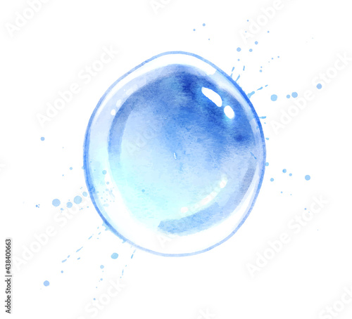 Watercolor illustration of pure water drop