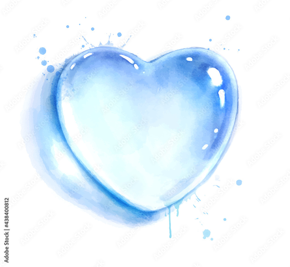 Watercolor illustration of heart shape water drop Stock Vector | Adobe ...