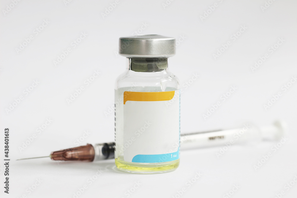 vaccine and syringe on white background vaccine and syringe on white background