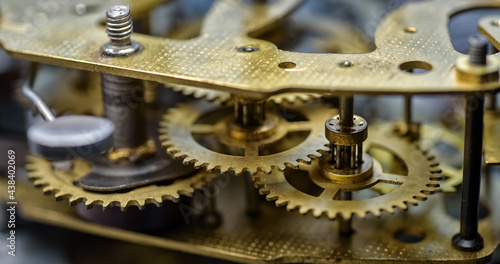 Mechanical watches mechanism very close up, blurred background for design