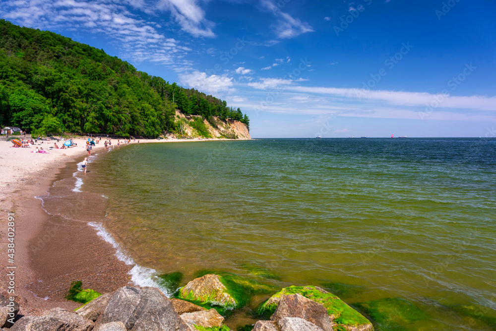 Summer landscape of the Baltic Sea with cliffs in Gdynia Orłowo, Poland