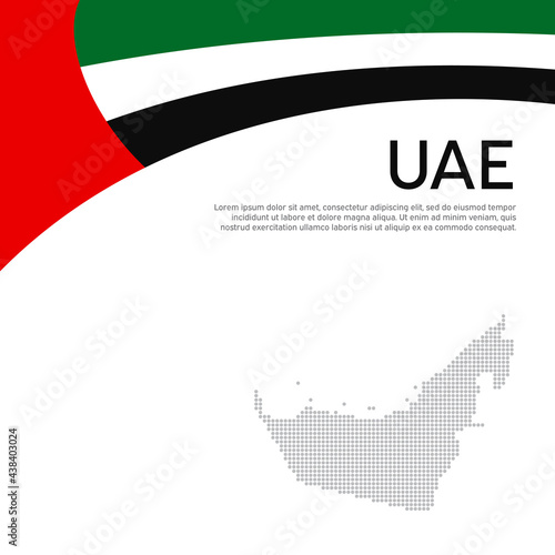 Abstract waving flag mosaic map of united arab emirates. Creative background for design of patriotic holiday card uae. National Poster. Flat style. UAE business booklet, flyer. Vector flat design