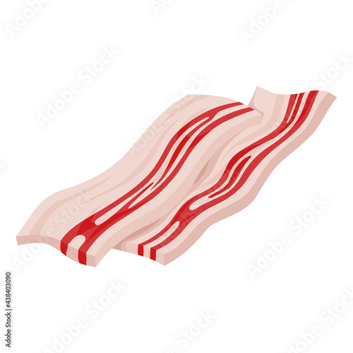 Bacon pieces cartoon icon. Lard, silverside, salo, gammon, ham slices clipart. Strips of salty high-fat meat.