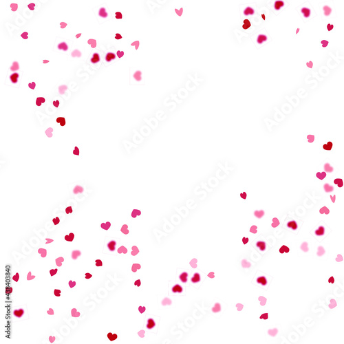 Heart Confetti. Red Elements of Heart-Shape on white Background.
