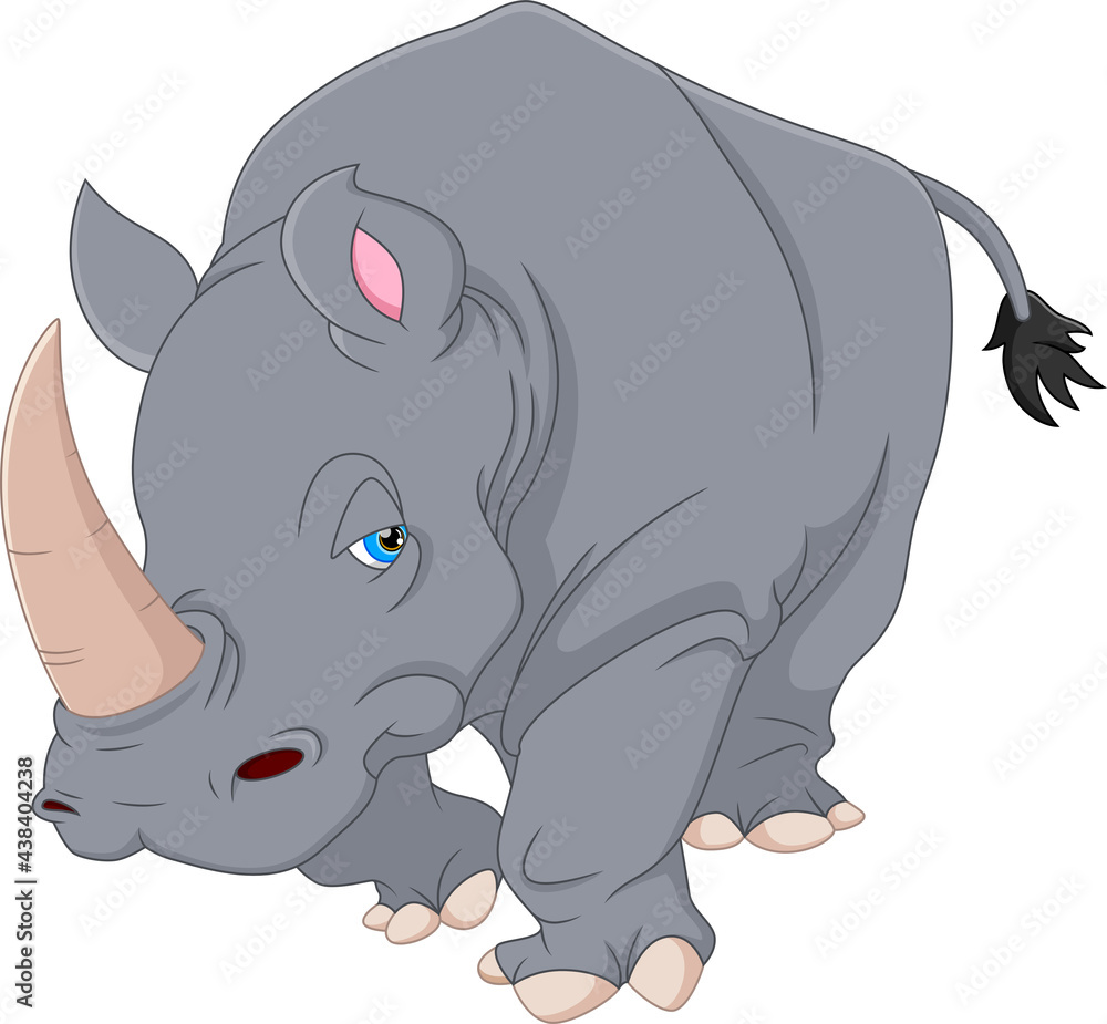 cute rhino cartoon on white background cute rhino cartoon on white background