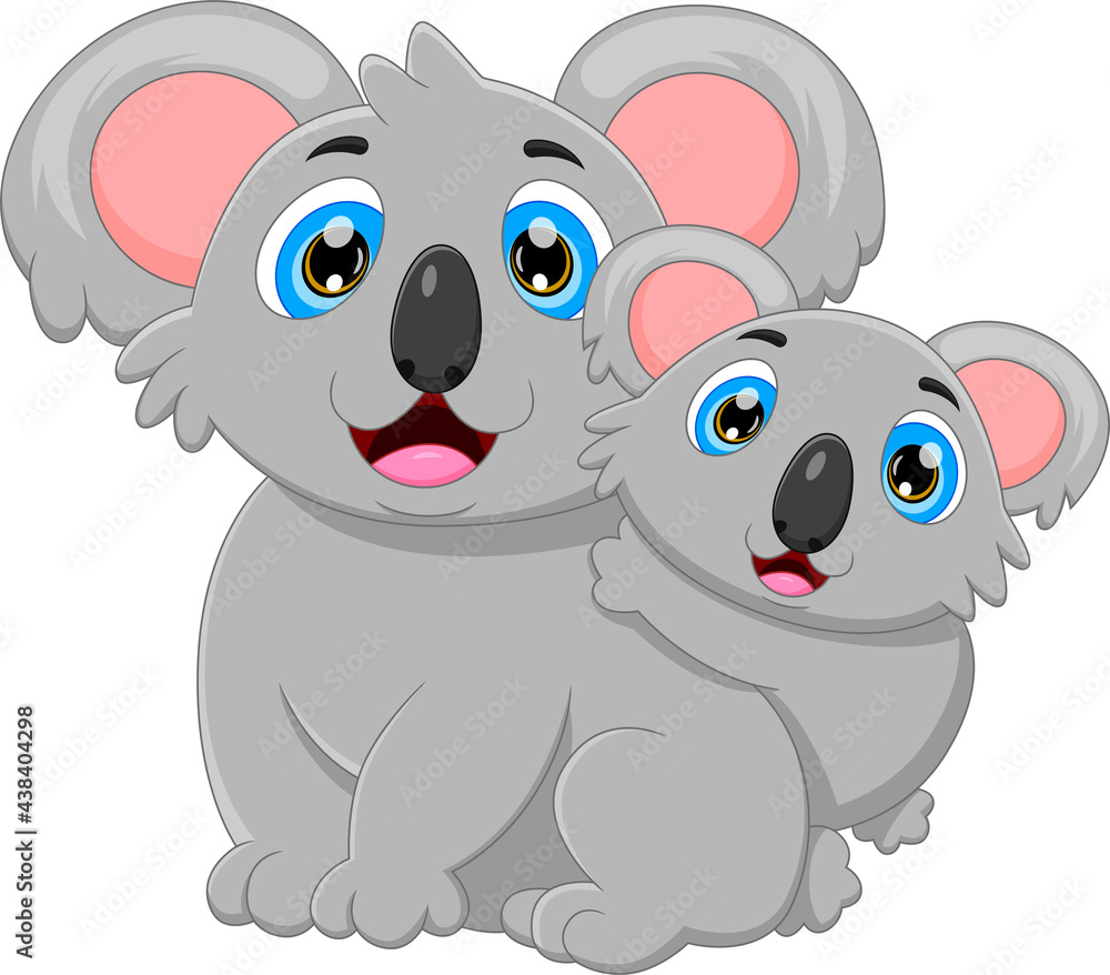 Fototapeta premium cartoon mother koala and baby koala