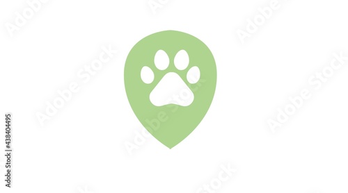 Vet Location Icon. Location sign illustration with a dog print