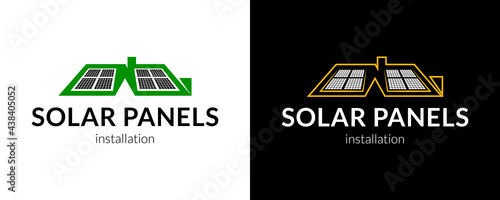Modern solar panels installation logo
