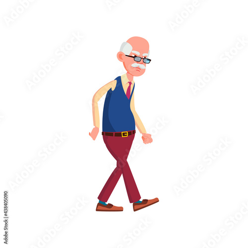 angry elderly man walking on street cartoon vector. angry elderly man walking on street character. isolated flat cartoon illustration