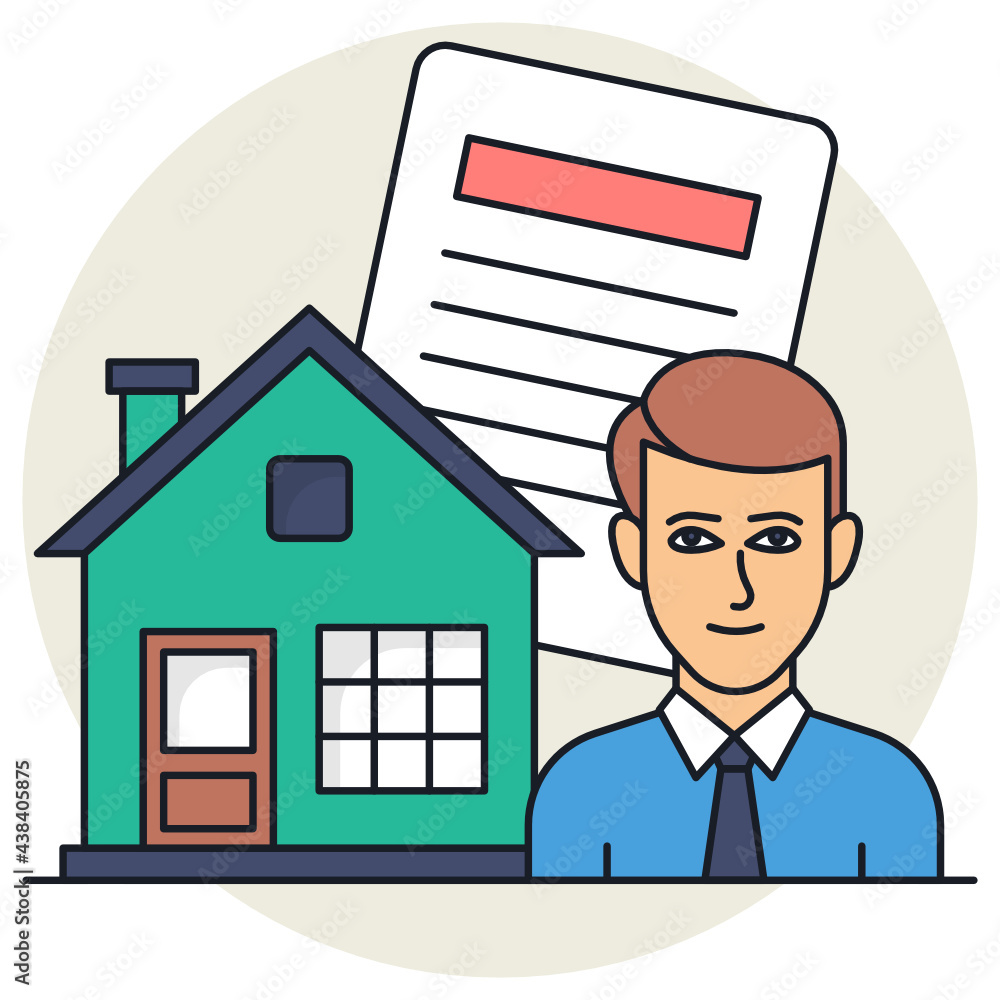 House Rental Lease Agreement Concept, Broker Avatar Vector Icon Design, urban and suburban house Symbol, Real Estate and Property Sign, Apartment and Mortgage Stock illustration House Rental Lease Agreement Concept, Broker Avatar Vector Icon Design, urban and suburban house Symbol, Real Estate and Property Sign, Apartment and Mortgage Stock illustration