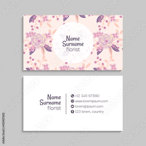 Abstract Business Card Template With Flowers_3