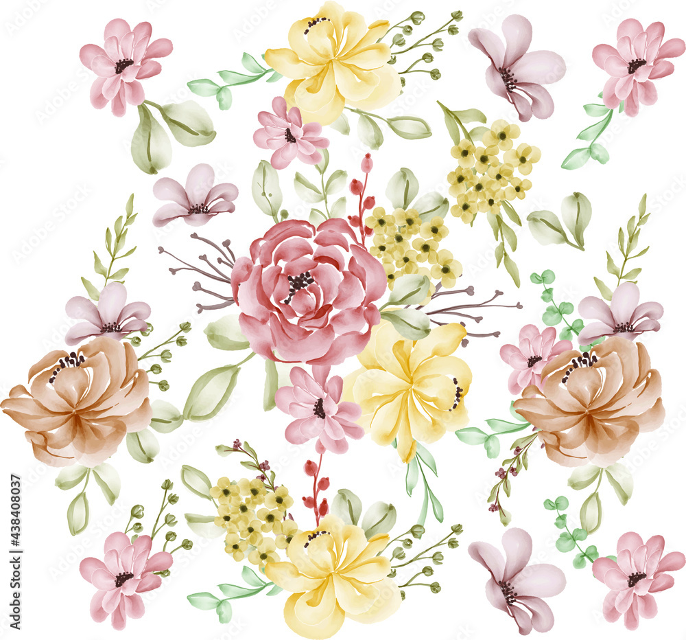 Watercolor seamless floral pattern, vector illustration. Horizontally and vertically repeatable. background. vector design