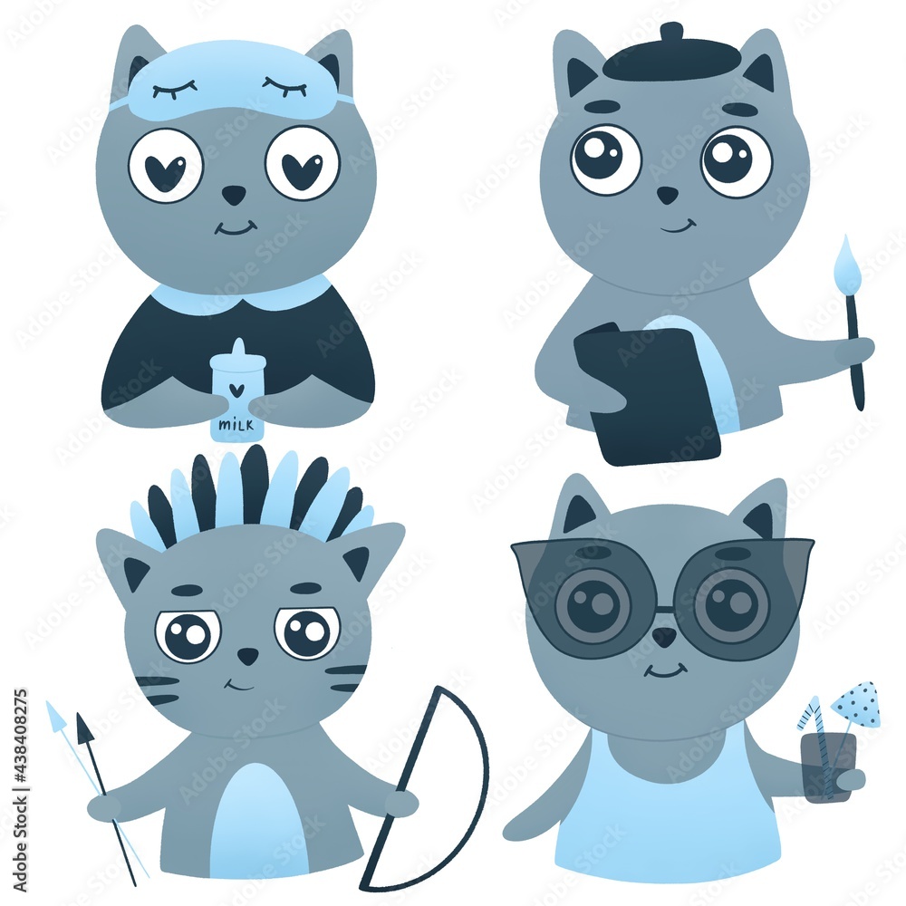 cute sticker pack with cat cute sticker pack with cat