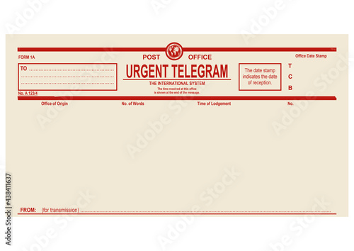 Vintage blank urgent telegram form. Easy to edit vector without gradients.