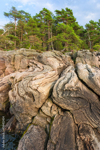 Fold rocks at a beach photo