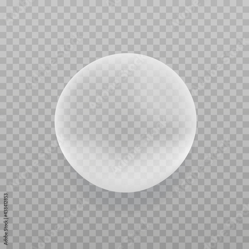 Translucent bubble isolated on transparent background. Vector realistic sphere with shadow. EPS10. 