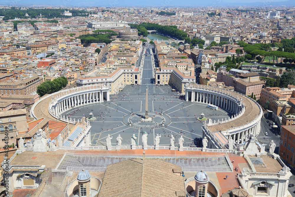Мiew from the top of the cathedral of st peter. Saint Peter's Square. Italy