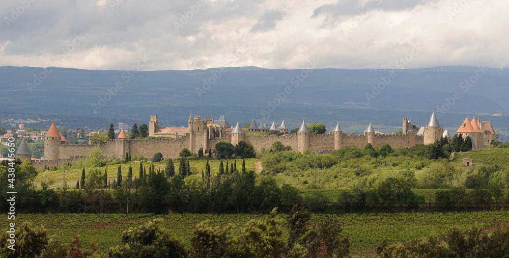 Château et remparts de la cité de Carcassonne dans l'Aude en Roussillon Occitanie France