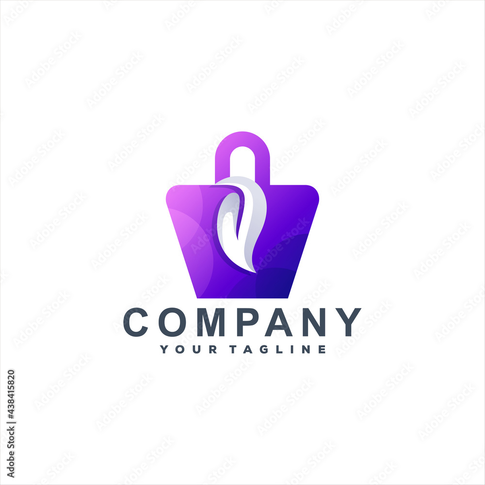 shopping bag gradient logo design