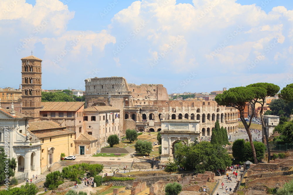 View of rome and colosseum on a sunny day
