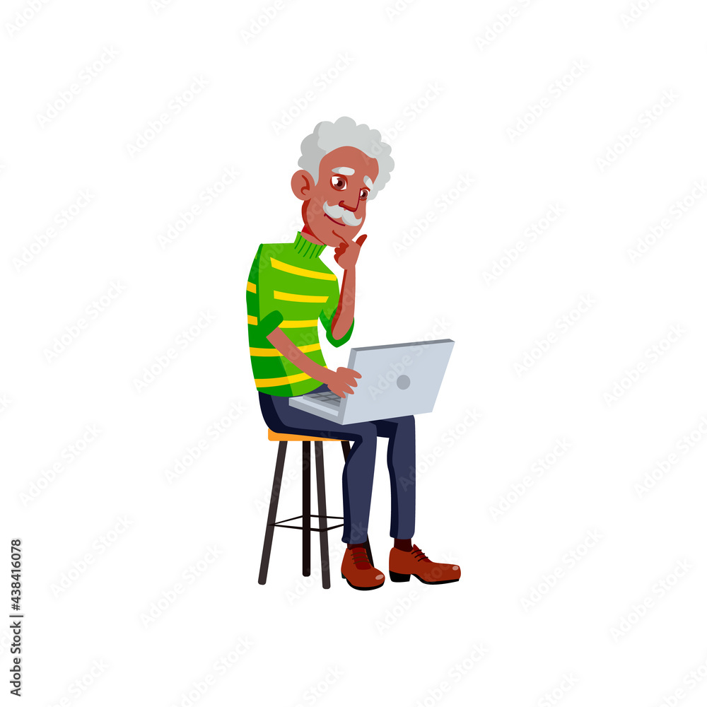 old man reading article on laptop screen cartoon vector. old man reading article on laptop screen character. isolated flat cartoon illustration old man reading article on laptop screen cartoon vector. old man reading article on laptop screen character. isolated flat cartoon illustration