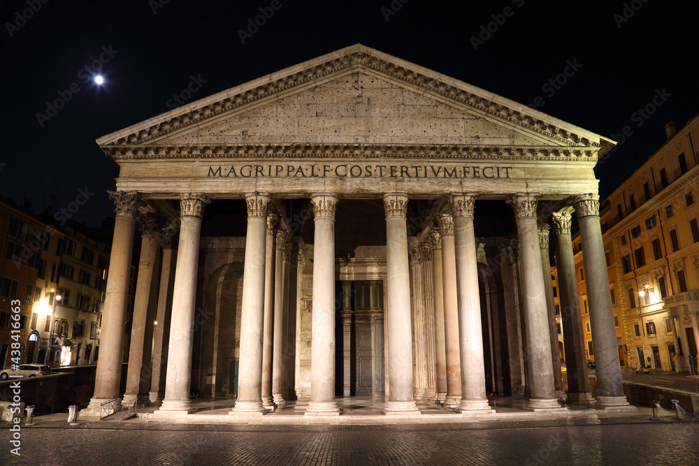 View of the Roman Pantheon at night