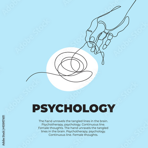 Psychotherapy concept. Two hands untangle the knot. Vector illustration.