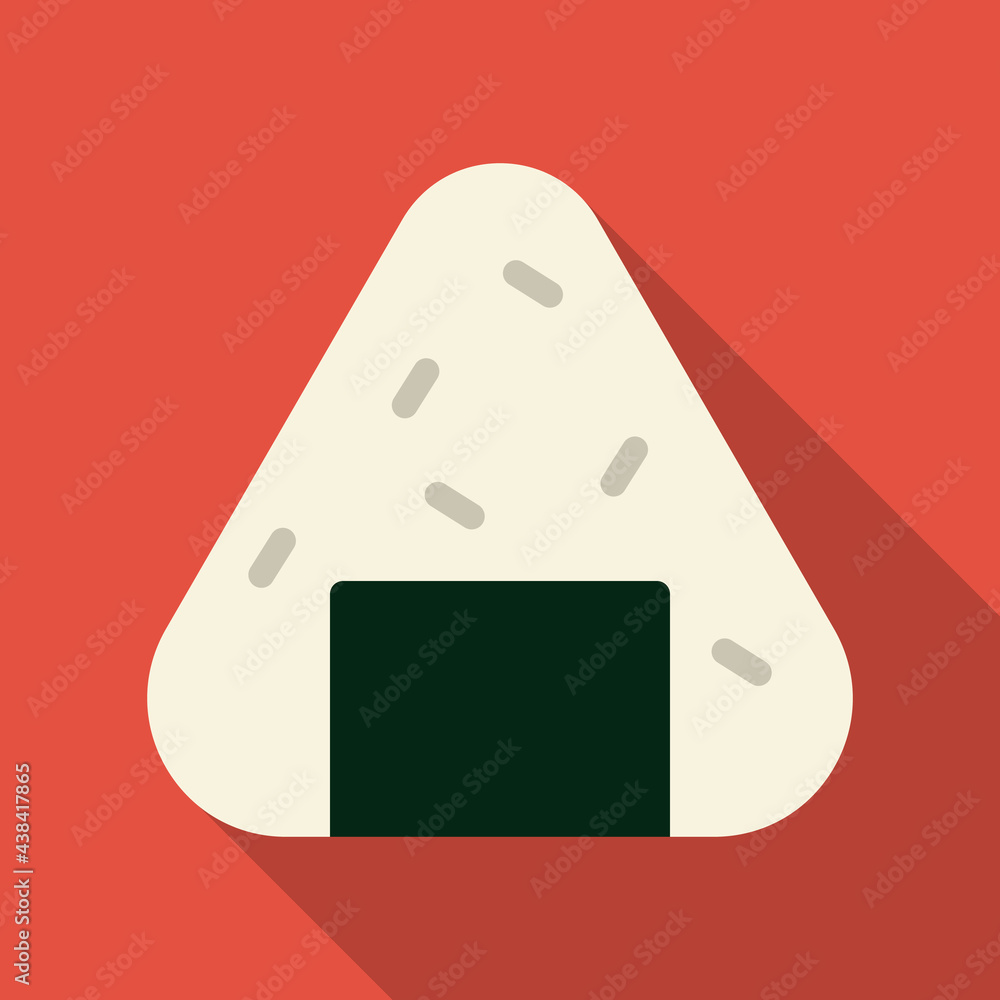 Onigiri Vector Icon in Flat Line Style. or rice ball, is a Japanese ...