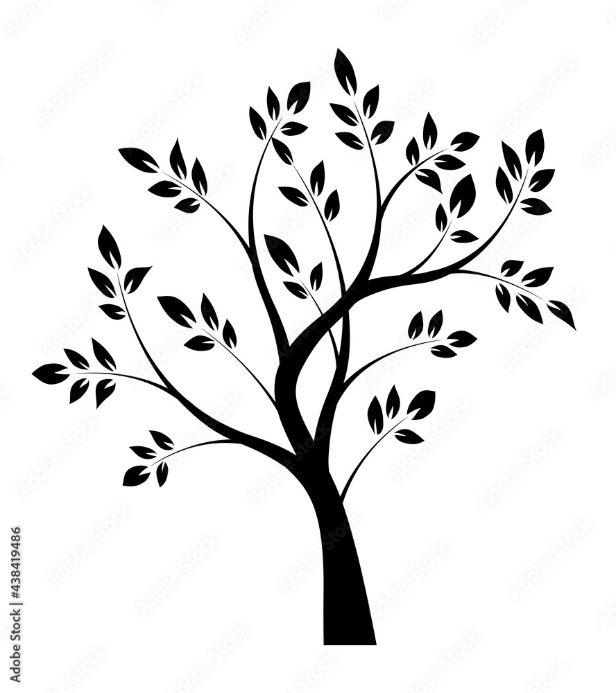 Black tree on white background. Vector illustration. Black tree on white background. Vector illustration.