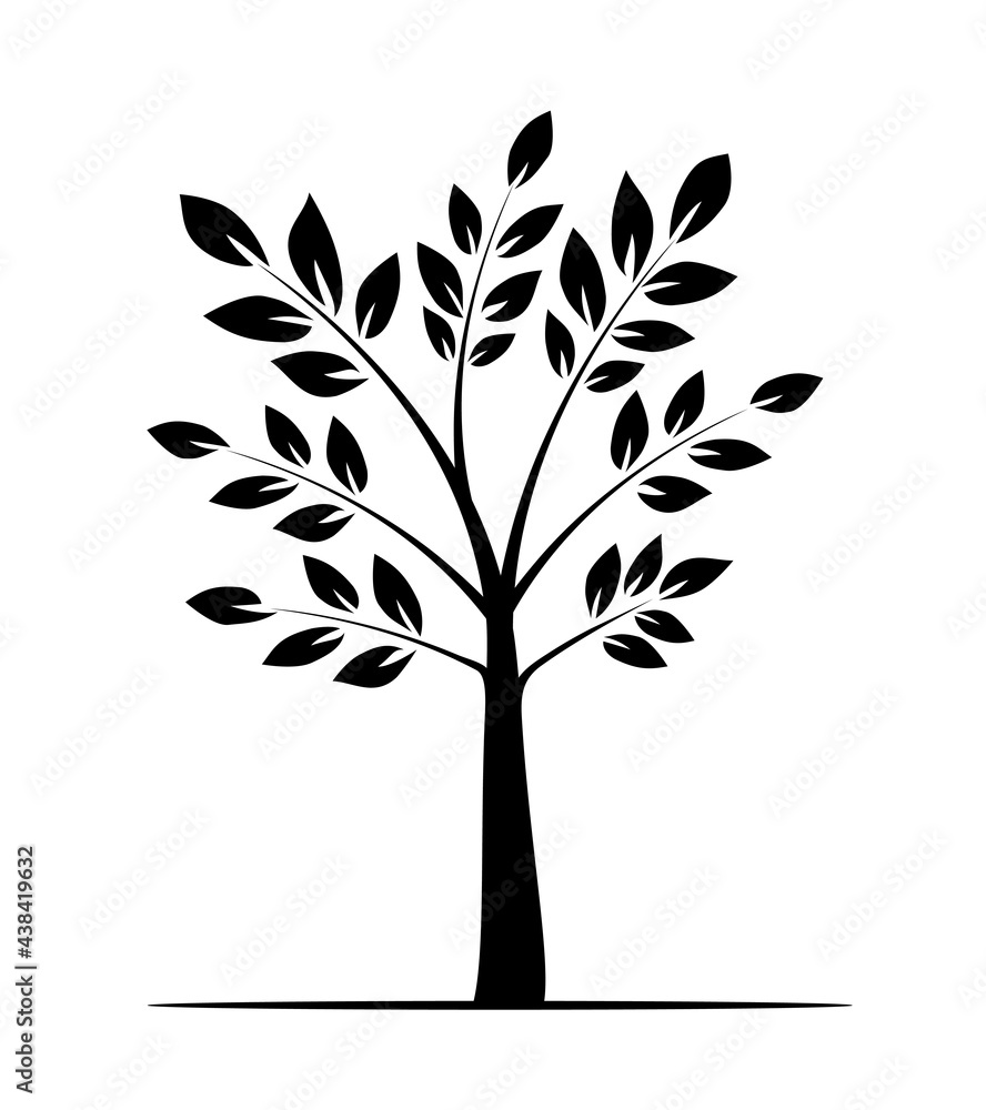 Black tree on white background. Vector illustration. Black tree on white background. Vector illustration.