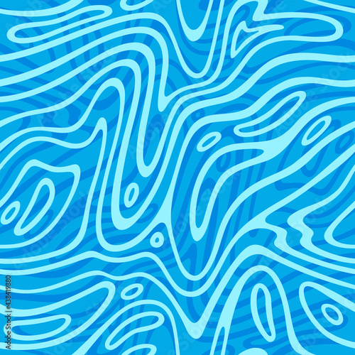 Vector Ripple Water Surface. Blue Seamless Pattern. Sea Texture. Abstract Azure Waves Background