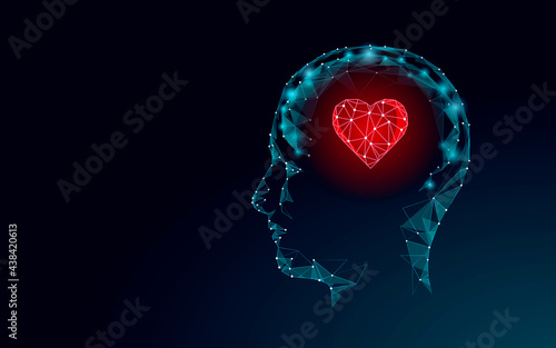 World Mental Health Day. Mood support drug therapy medical care. Sedative balance depression correction. Psychology disorder brain polygon medicine science banner vector illustration