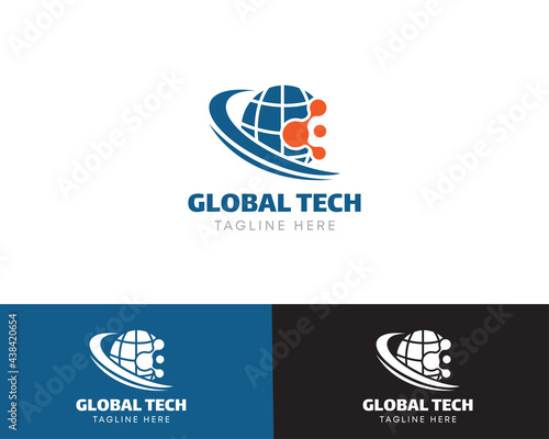 global tech logo creative design sign symbol