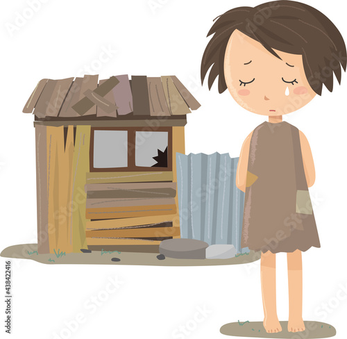 Illustrations of girls in poverty, No Poverty, SDGs