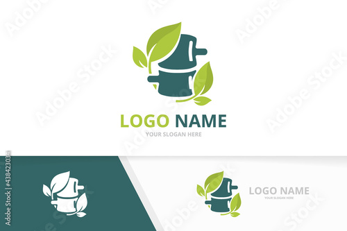 Vector natural spine logo. Green spinal diagnostic center logotype design.