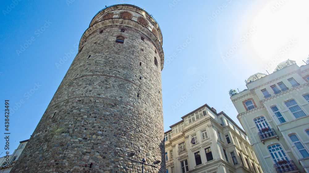 The Galata Tower,Galata Kulesi by the Genoese, is a medieval stone tower in the Galata/Karaköy quarter of Istanbul, Turkey, just to the north of the Golden Horn's junction with the Bosphorus