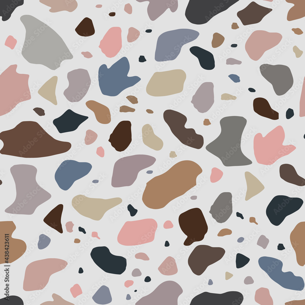 Vector seamless pattern Terrazzo texture classic Italian floor composed of natural stone, granite, quartz, marble, glass concrete, and others object. Vector terrazzo veneration seamless pattern. Vector seamless pattern Terrazzo texture classic Italian floor composed of natural stone, granite, quartz, marble, glass concrete, and others object. Vector terrazzo veneration seamless pattern.