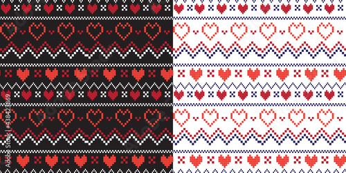 Christmas fair isle seamless Vector pattern for background, fabric and others isolated on white and black background.