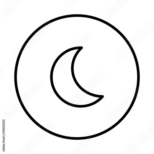 夜イメージの丸型アイコン（線画、黒）
