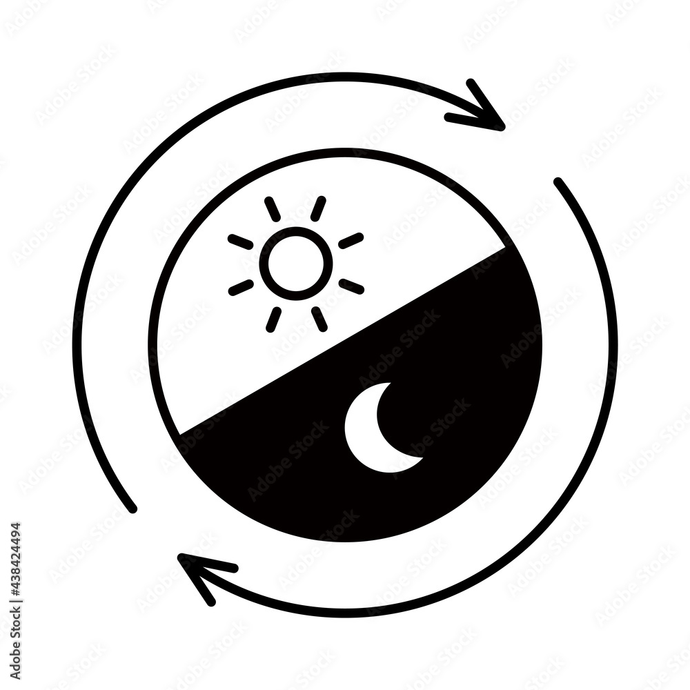 24時間のイメージイラスト 朝と夜 矢印 線画 黒 Stock Vector Adobe Stock