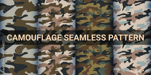 Set camouflage military seamless vector pattern. army abstract modern vector military background fabric textile print and others.