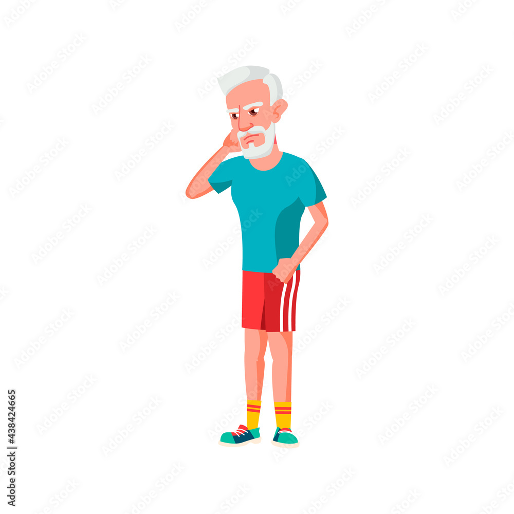 sad man pensioner has toothache cartoon vector. sad man pensioner has toothache character. isolated flat cartoon illustration sad man pensioner has toothache cartoon vector. sad man pensioner has toothache character. isolated flat cartoon illustration