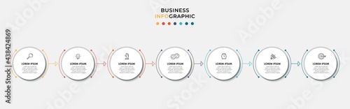 Vector Infographic design business template with icons and 7 options or steps. Can be used for process diagram, presentations, workflow layout, banner, flow chart, info graph
