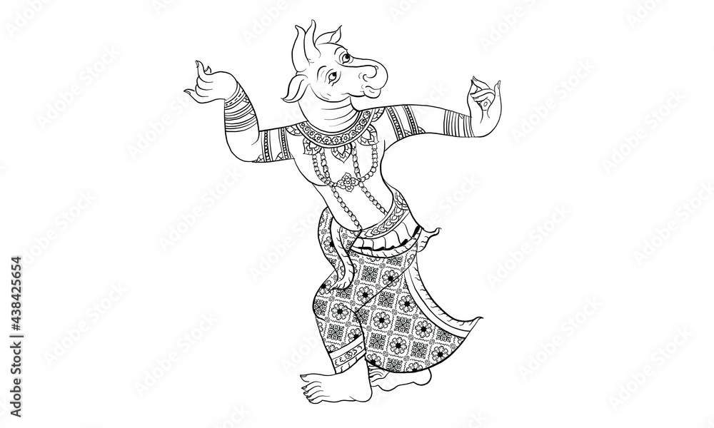 Thai traditional painting in temple, vector Thai traditional painting in temple, vector
