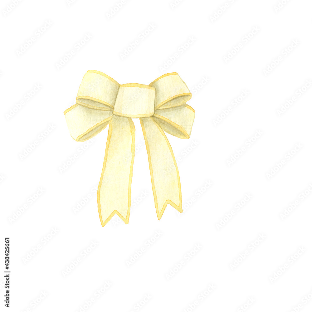 Watercolor illustration christmas bow, ribbon. Hand draw New Year clipart. Christmas decorate Watercolor illustration christmas bow, ribbon. Hand draw New Year clipart. Christmas decorate