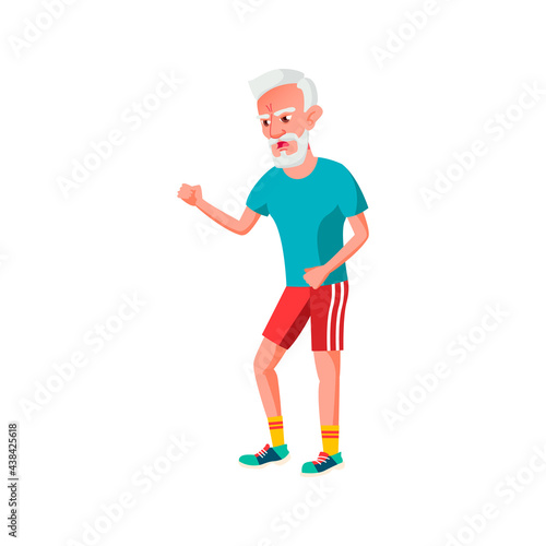 angry senior man fighting on street cartoon vector. angry senior man fighting on street character. isolated flat cartoon illustration