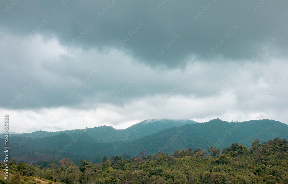 Natural scenery. Mountains during the rainy season.