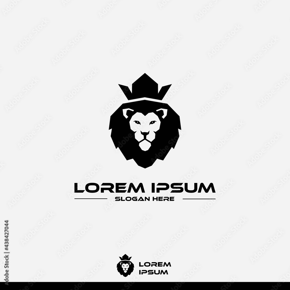 logo design template, with black geometric lion head icon